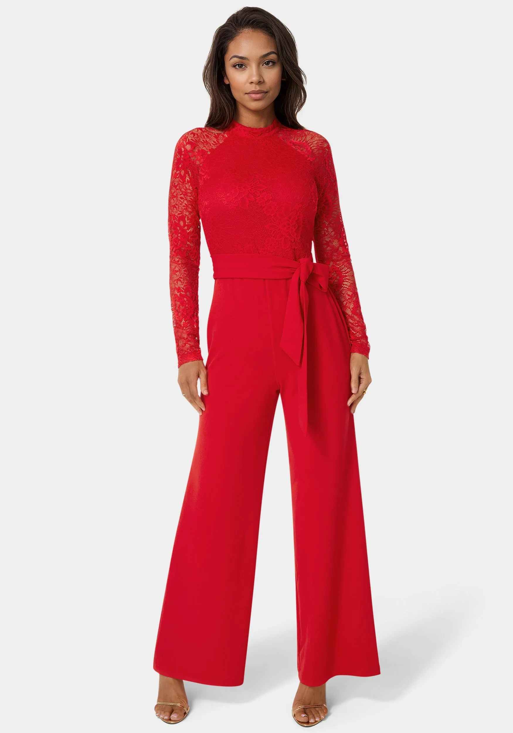 Lace Bodice Straight Leg Jumpsuit sold by Bebe
