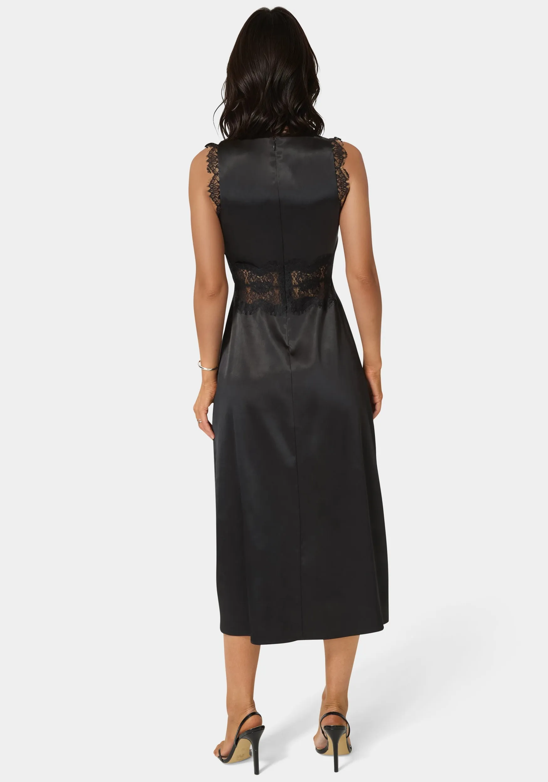 Satin Lace Insert Midi Dress sold by Bebe product image thumbnail 3