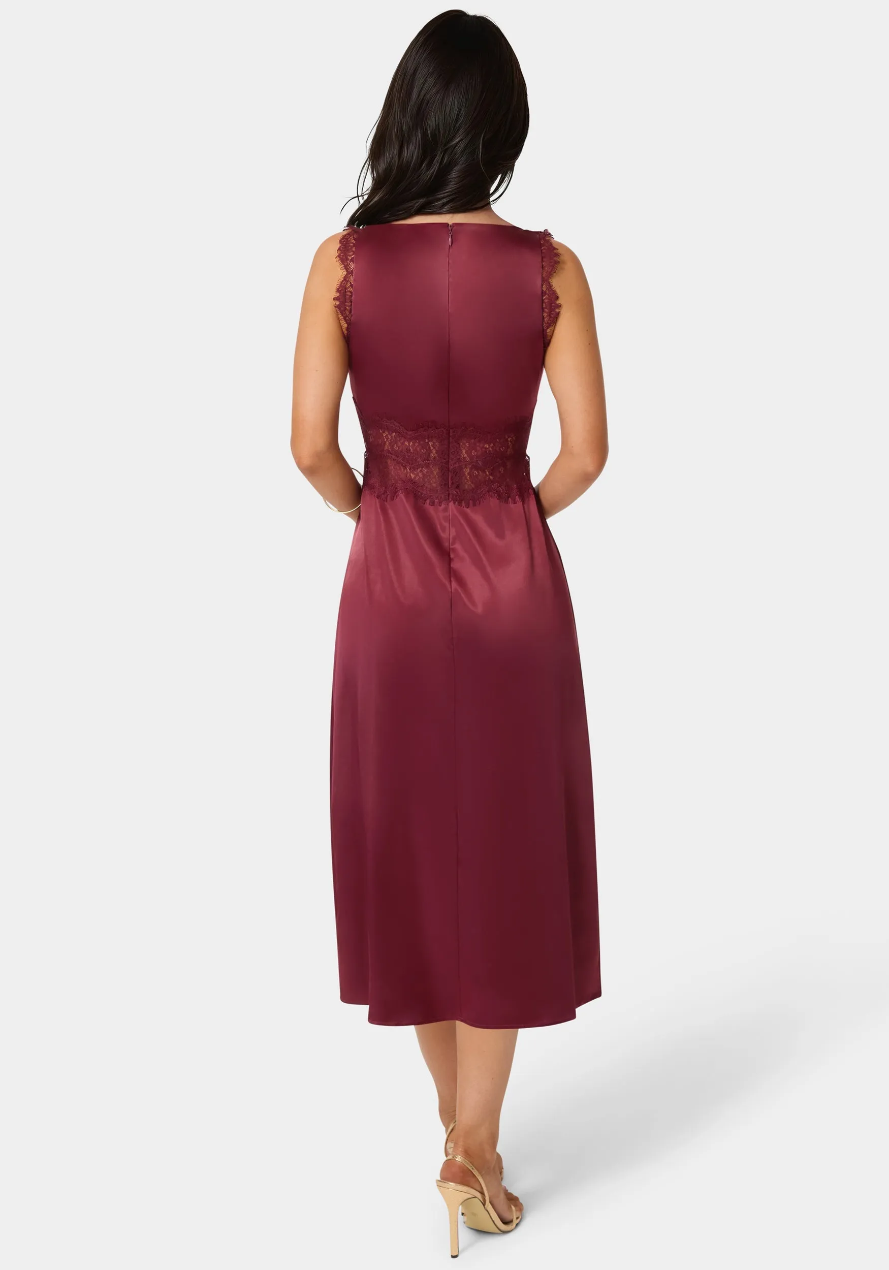 Satin Lace Insert Midi Dress sold by Bebe product image thumbnail 3