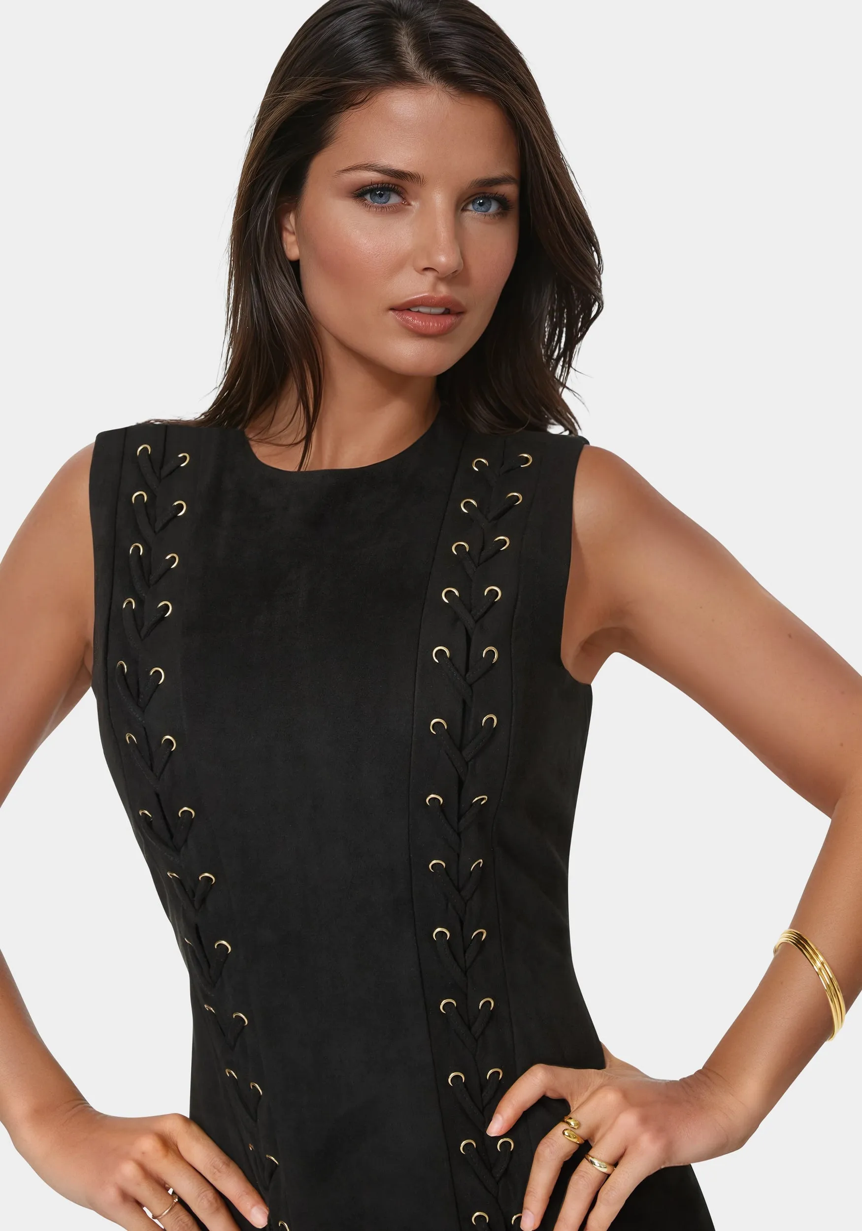 Faux Suede Lace Up Mini Dress sold by Bebe product image thumbnail 4