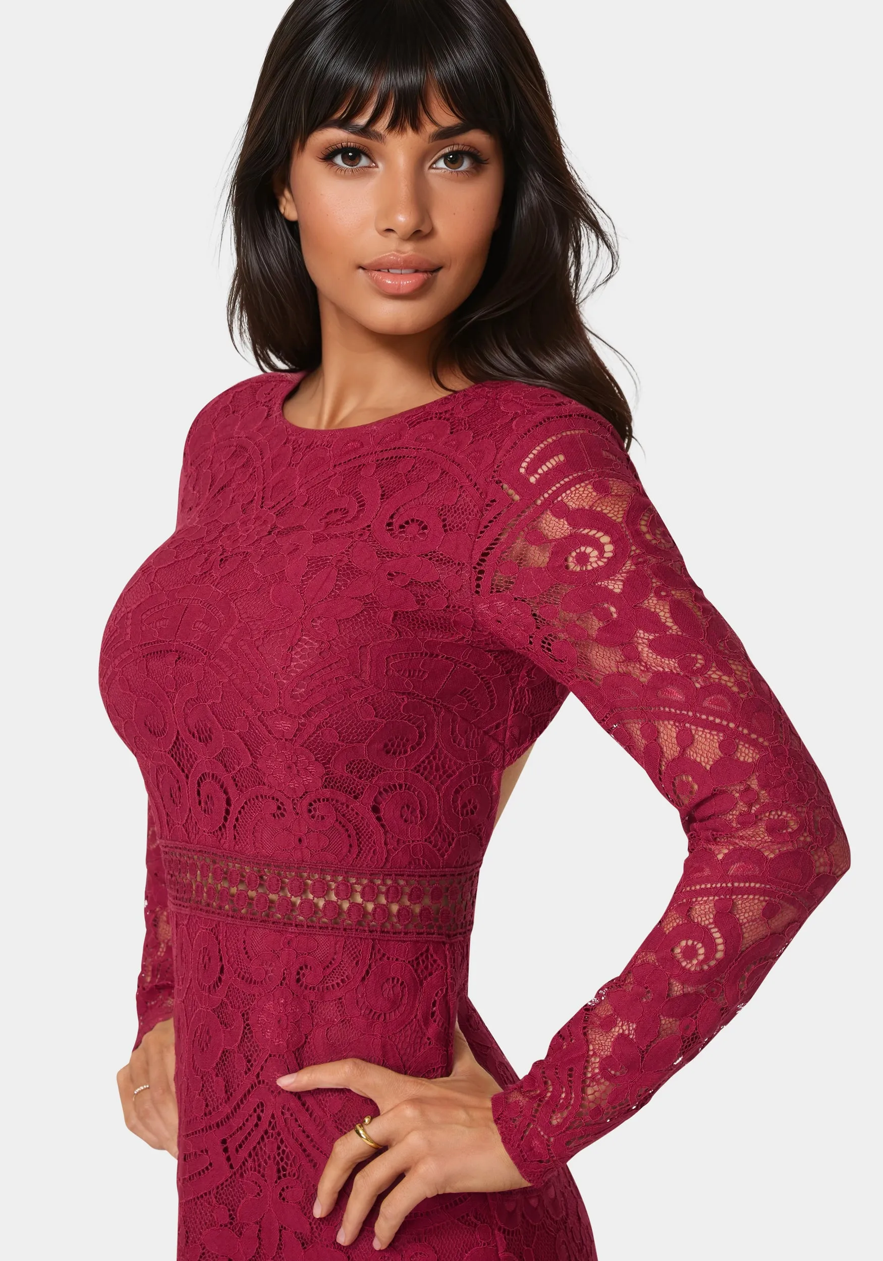 Open Back Lace Mini Dress sold by Bebe product image thumbnail 4
