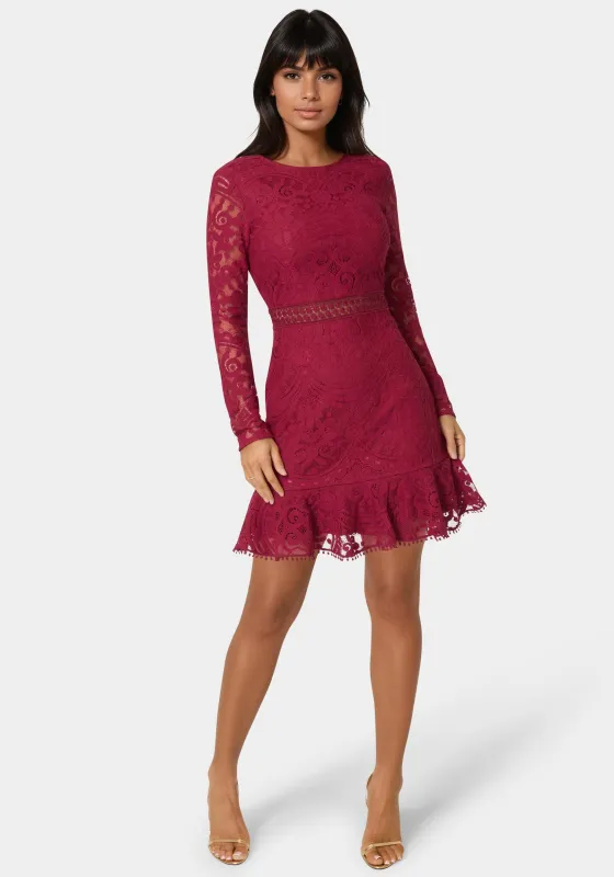 Open Back Lace Mini Dress sold by Bebe