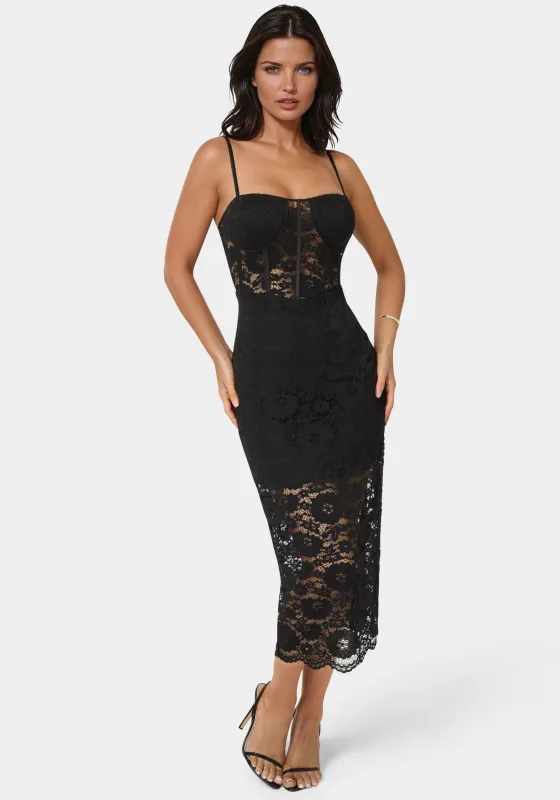 Lace Corset Midi Dress sold by Bebe