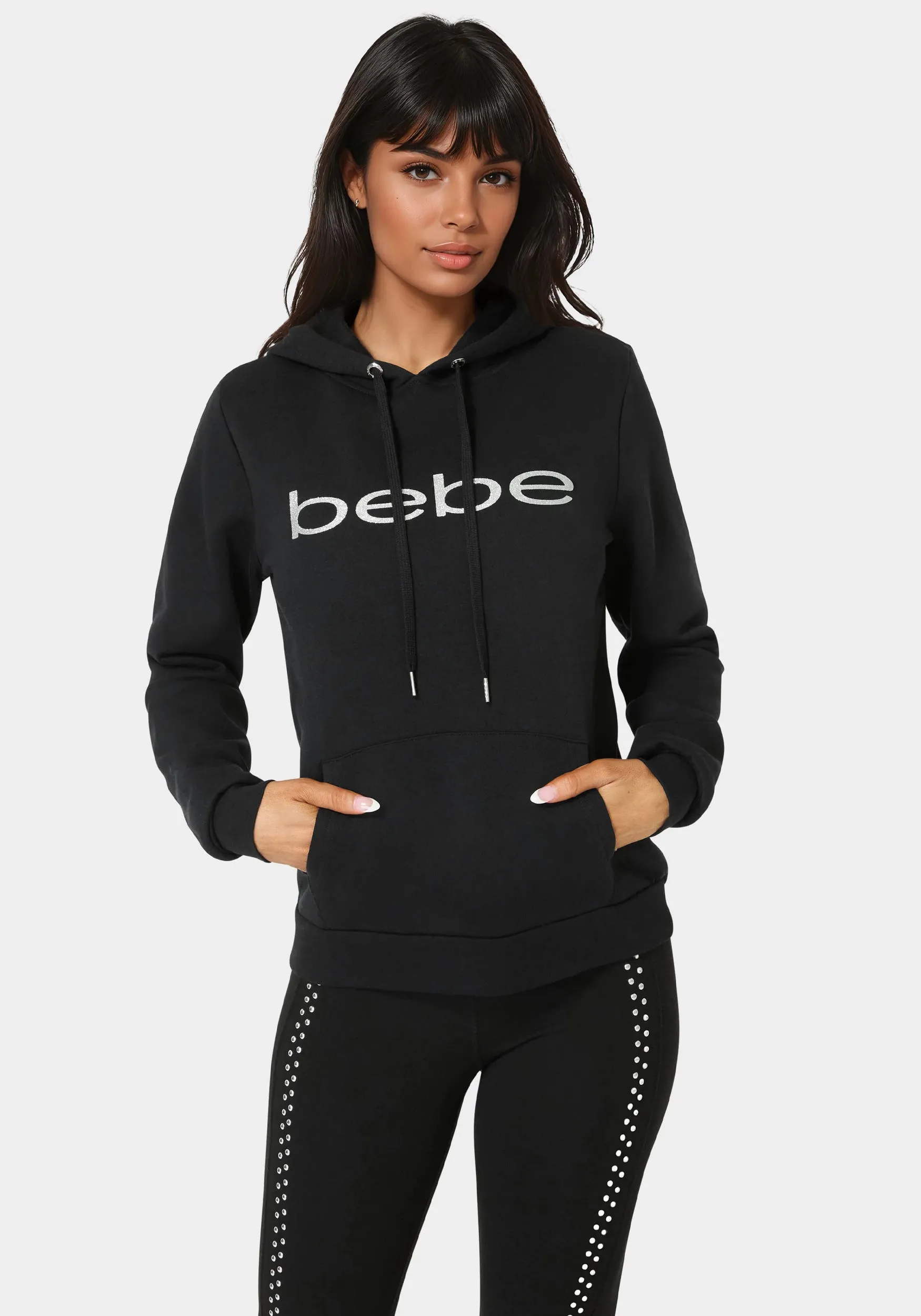 Glitter Logo Fleece Hoodie sold by Bebe