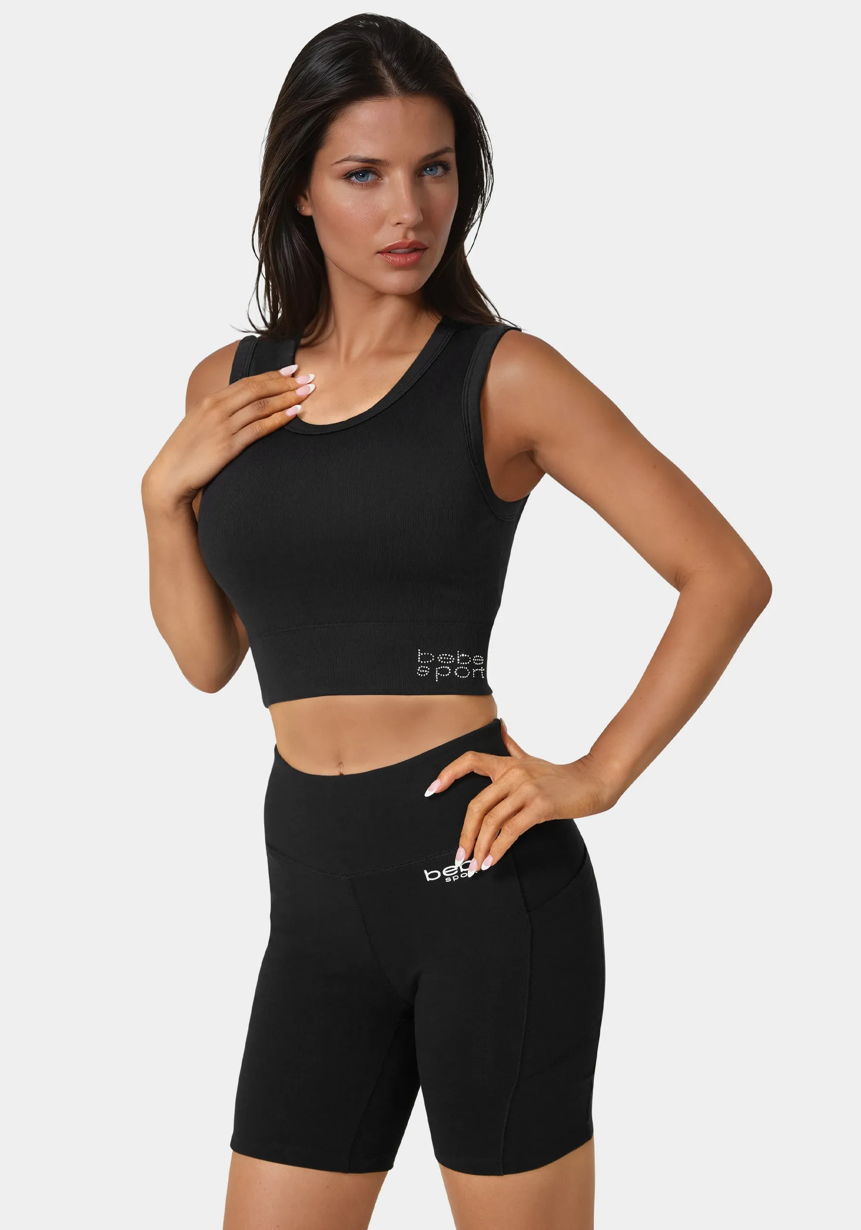 Double Layer Front Seamless Crop Tank sold by Bebe product image thumbnail 2