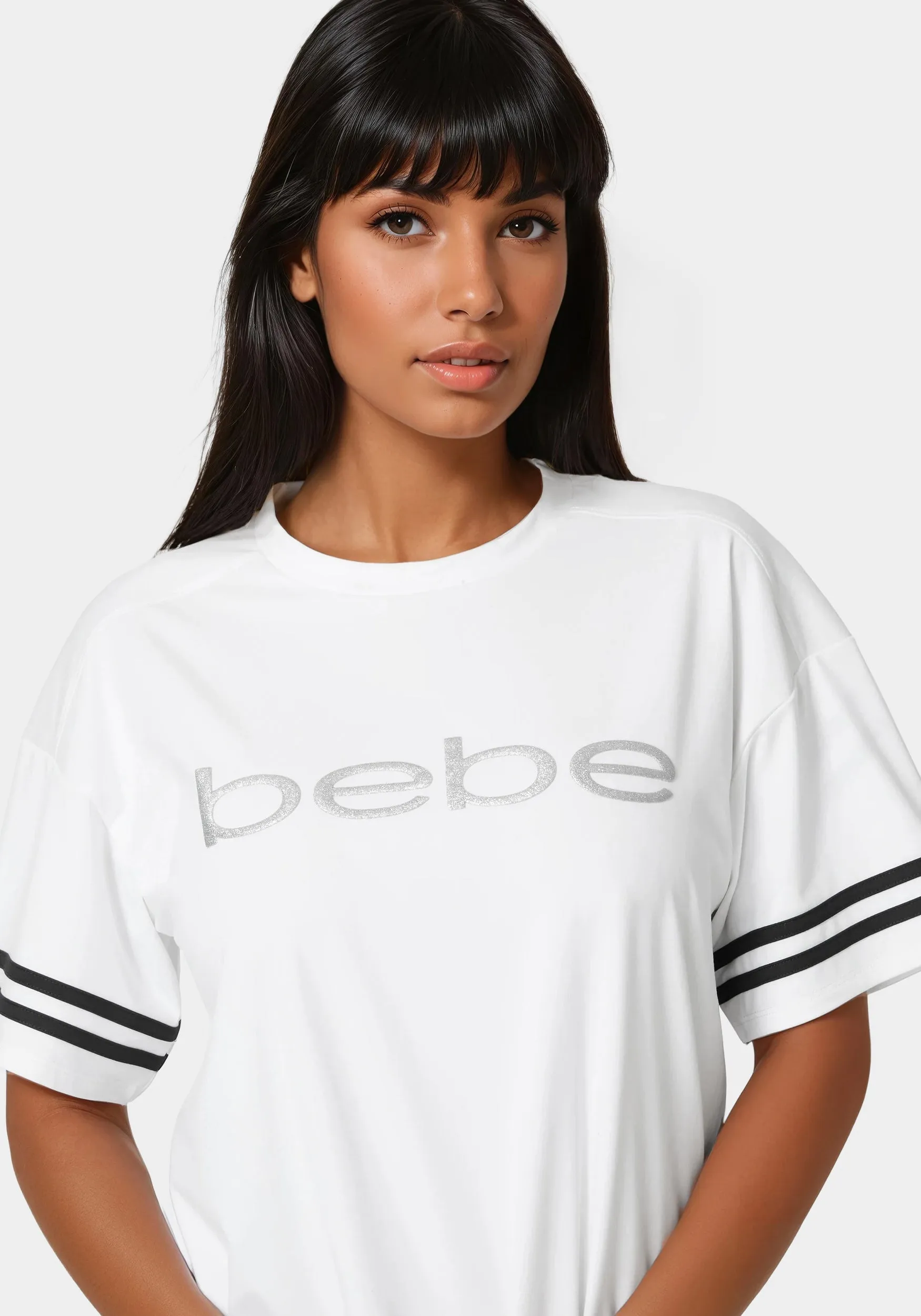 Curved Hem Active Top With Glitter Logo sold by Bebe product image thumbnail 4