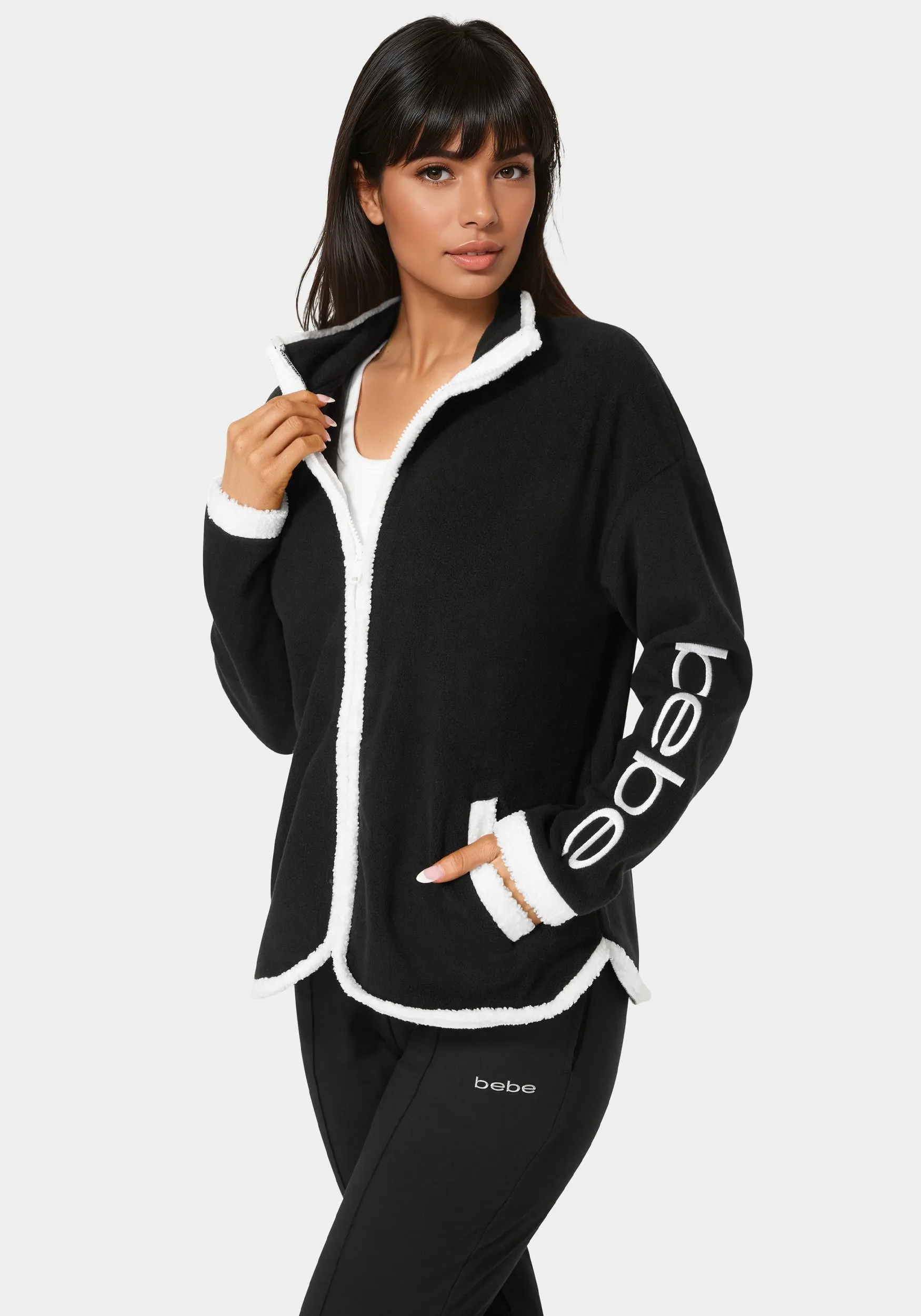 Polar Fleece Jacket With Teddy Fur Trim sold by Bebe product image thumbnail 2