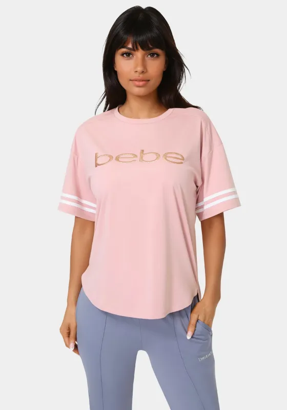 Curved Hem Active Top With Glitter Logo sold by Bebe