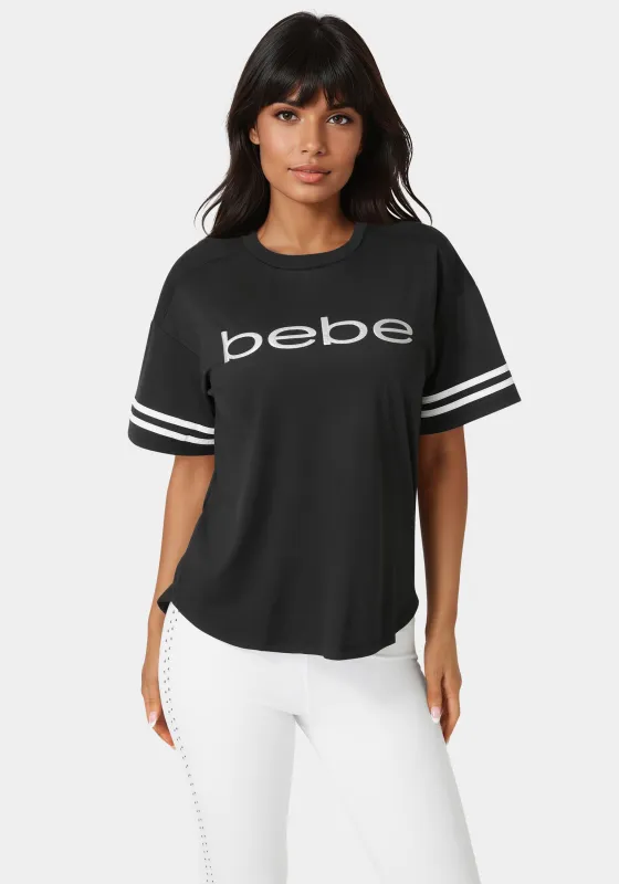 Curved Hem Active Top With Glitter Logo sold by Bebe