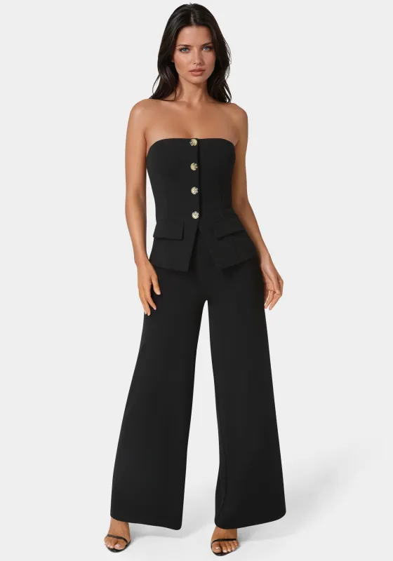 Strapless Tailored Vest Wide Leg Jumpsuit sold by Bebe