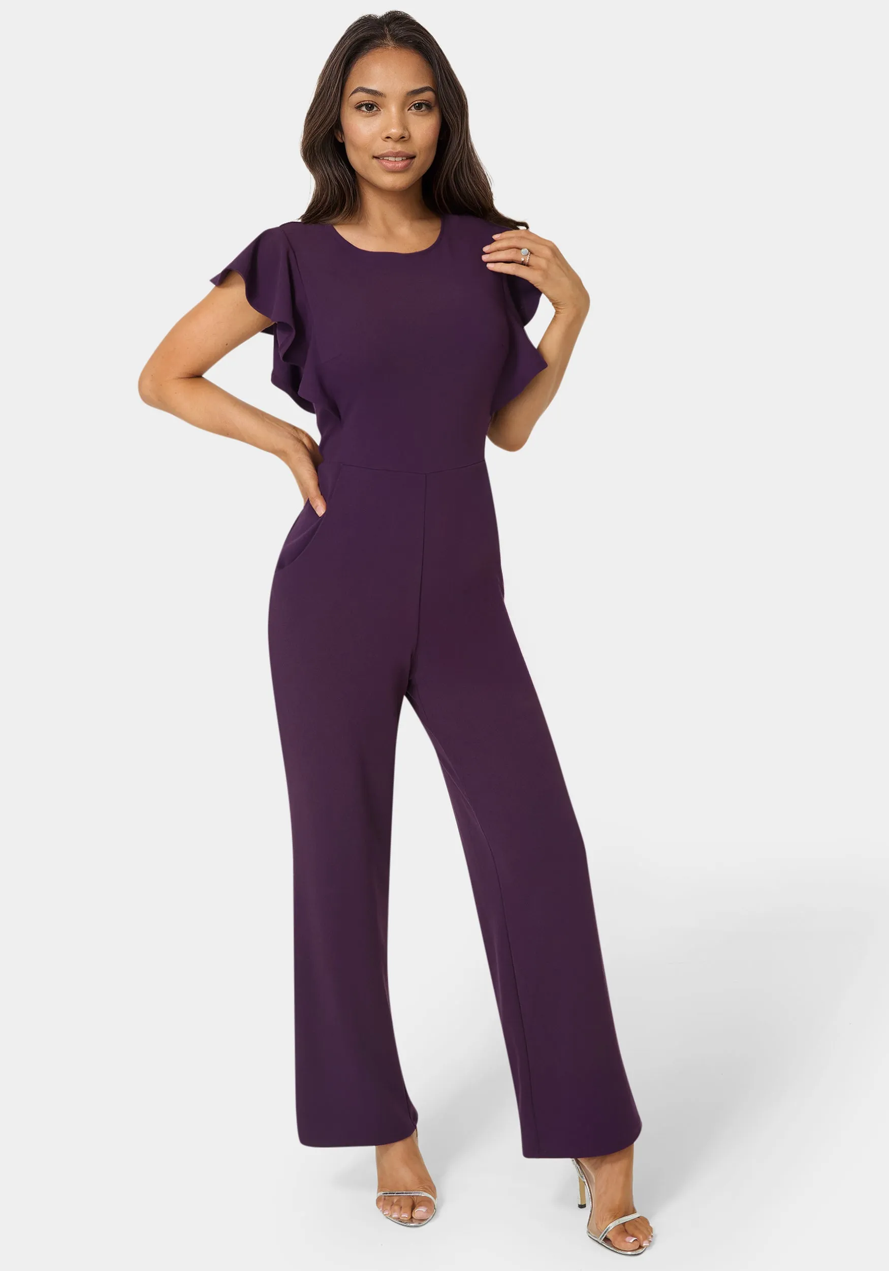 Flutter Sleeve Core Jumpsuit sold by Bebe