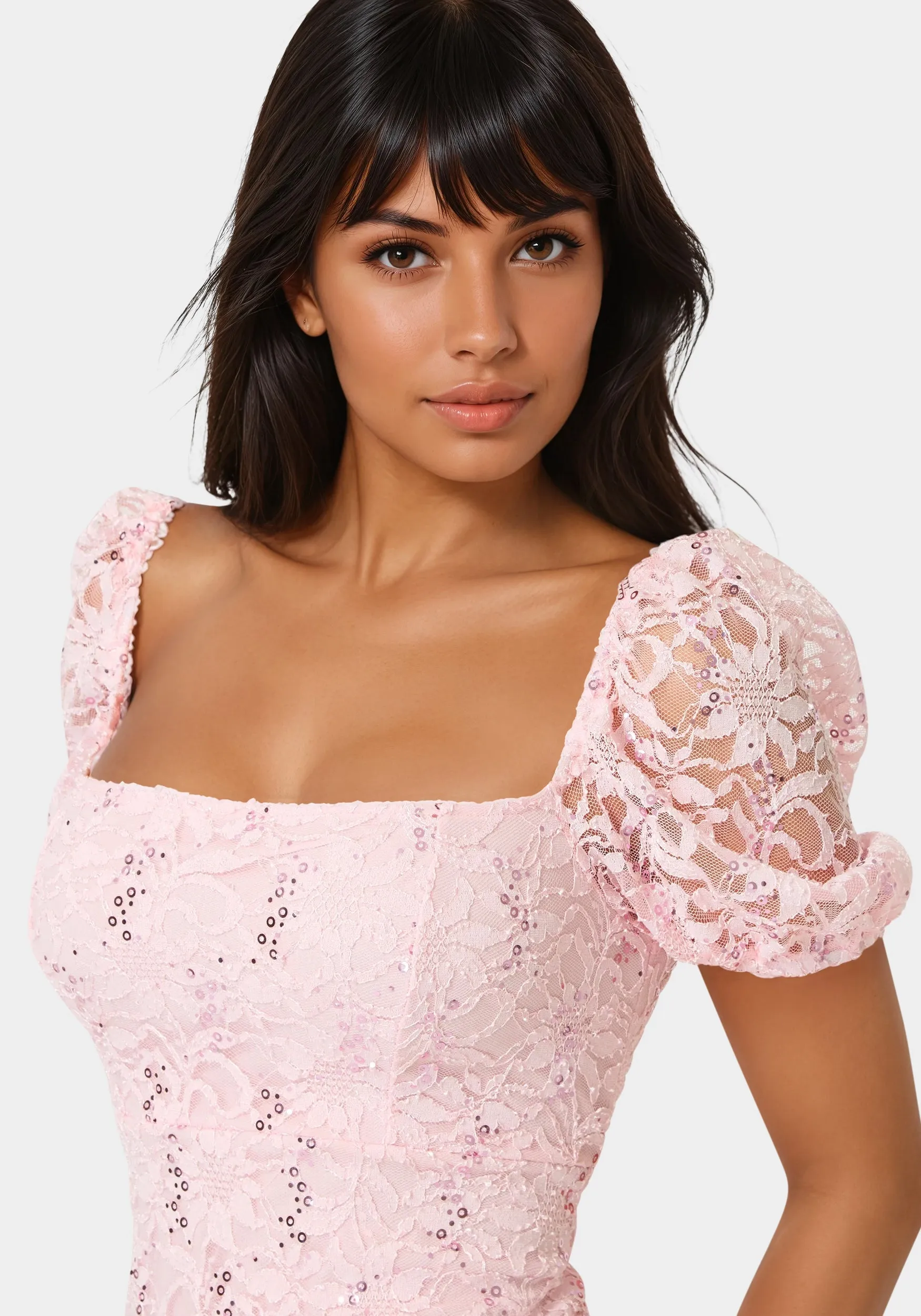 Lace Slim Dress with Puff Sleeves sold by Bebe product image thumbnail 4