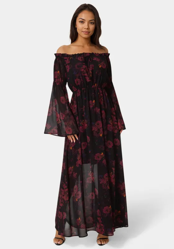 Off the Shoulder Bell Sleeve Maxi Dress sold by Bebe