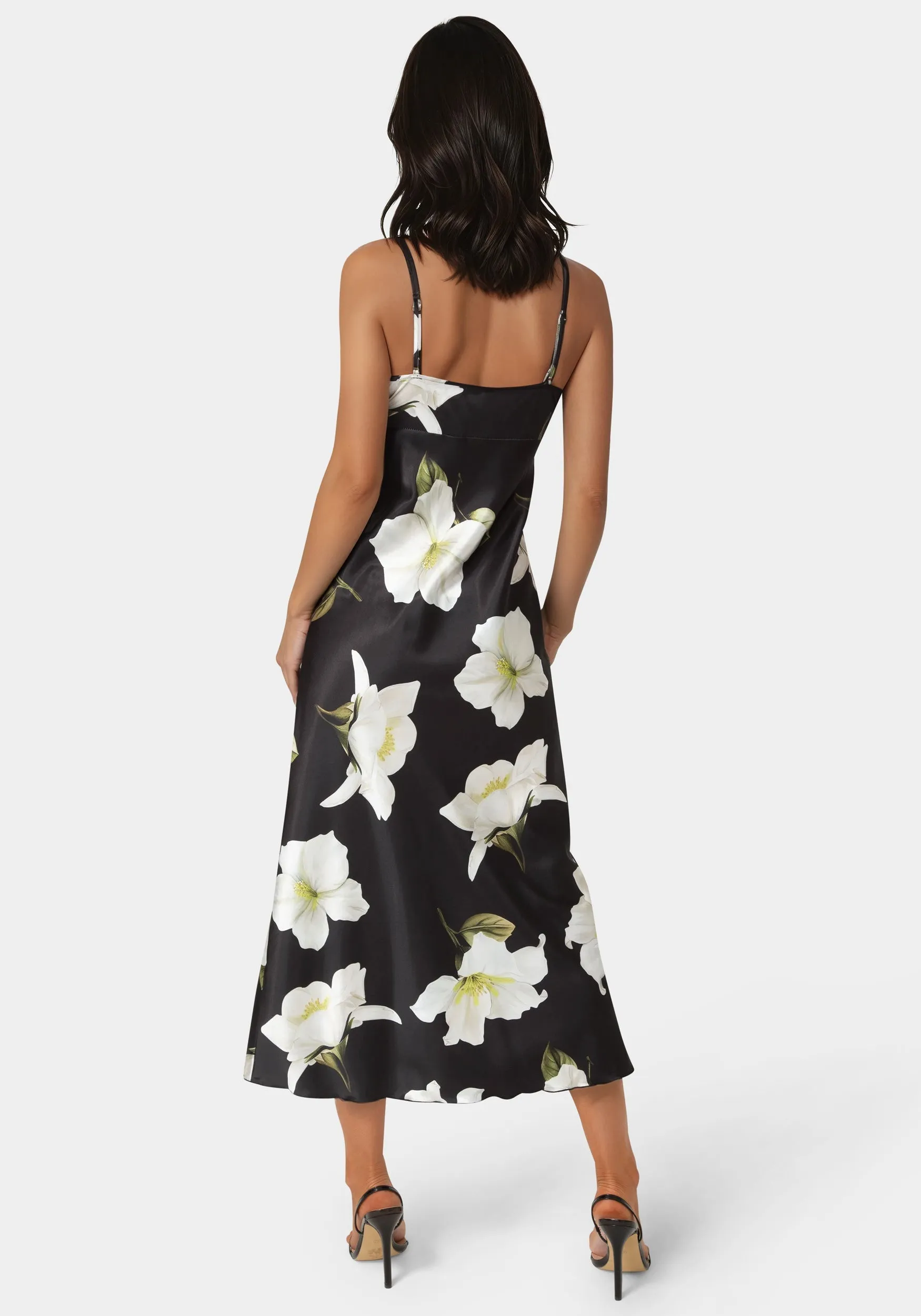 Printed Satin V-Neck Maxi Dress sold by Bebe product image thumbnail 3