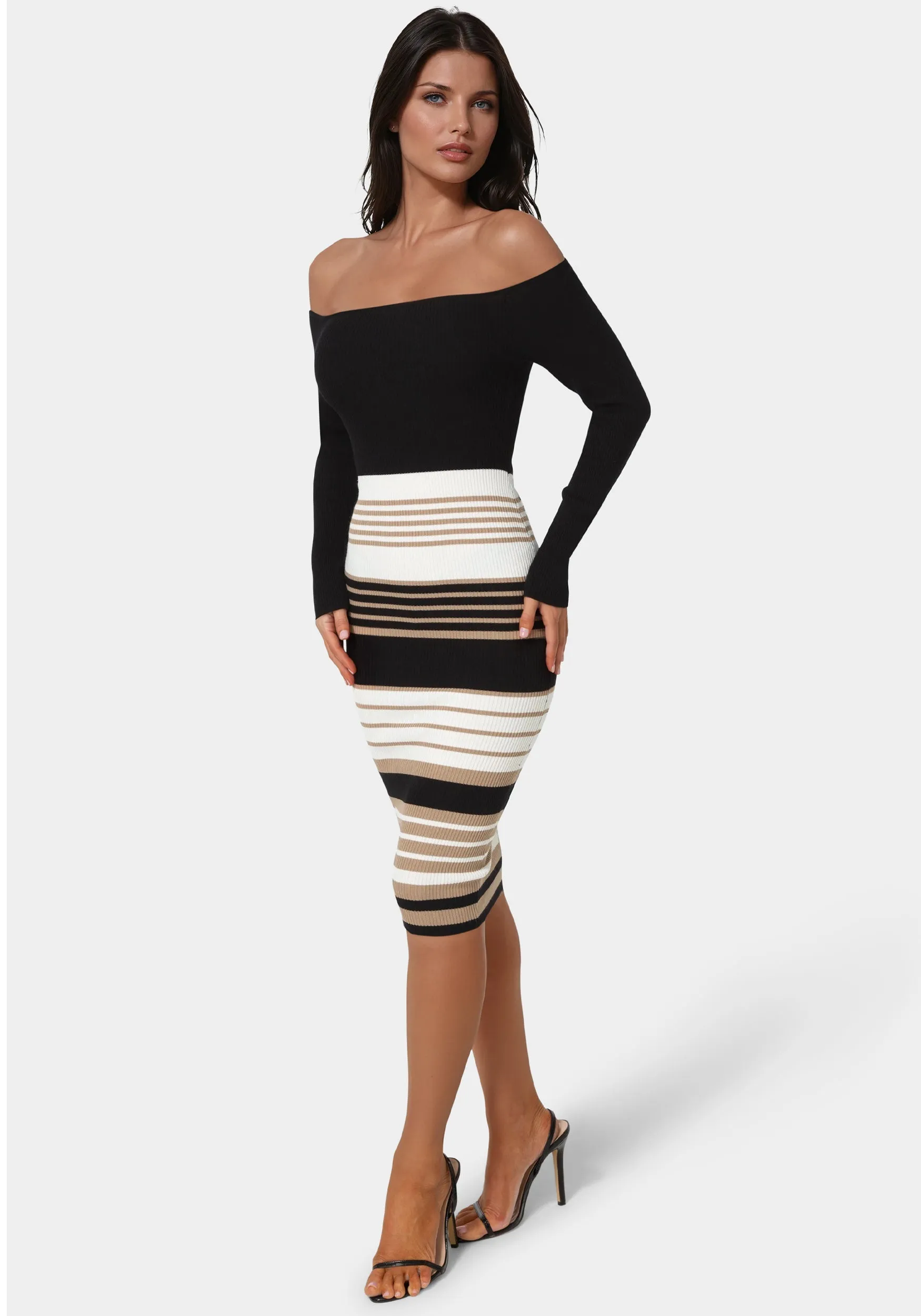 Off Shoulder Stripe Dress sold by Bebe product image thumbnail 2