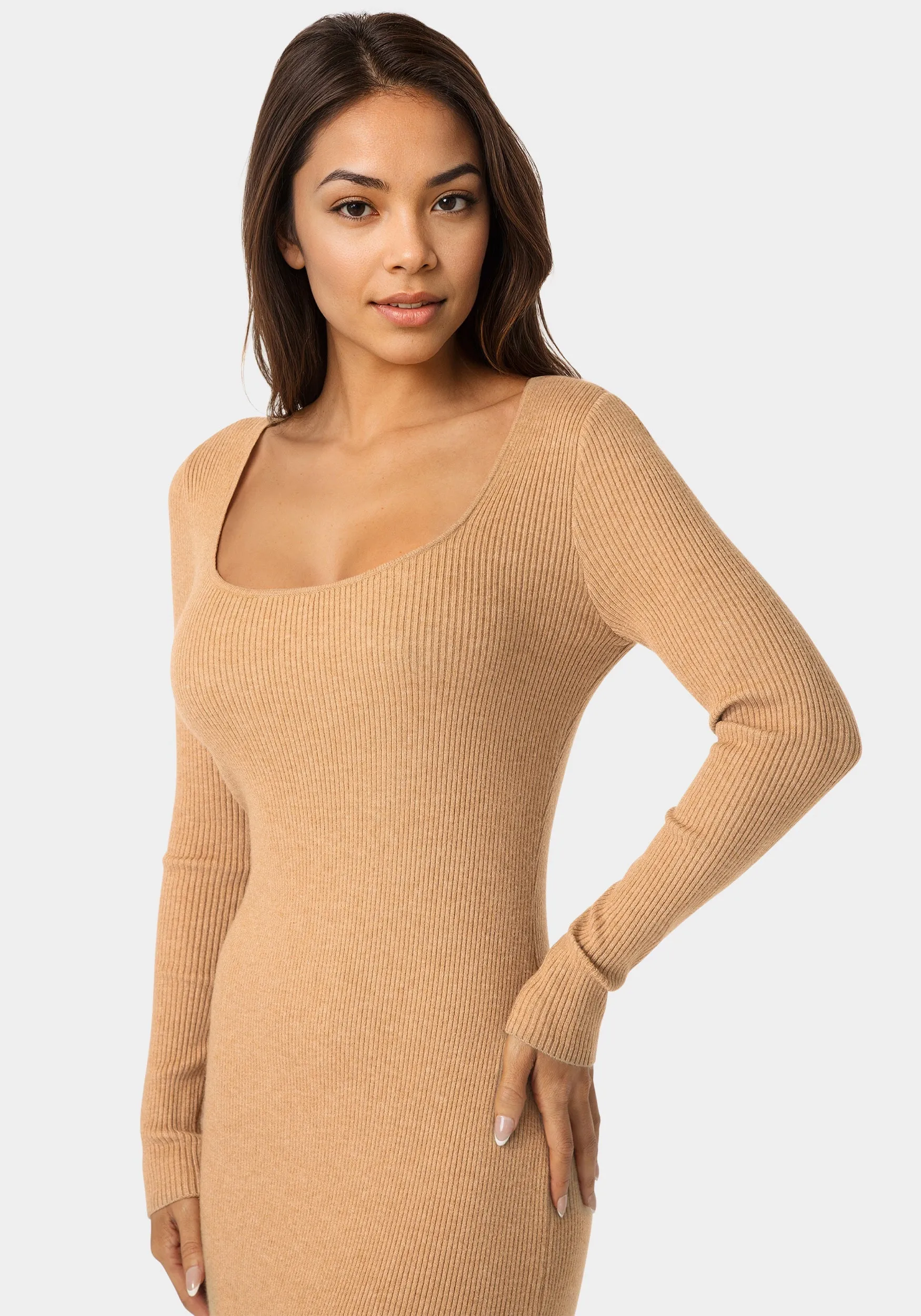Long Sleeve Scoop Neck Sweater Midi Dress sold by Bebe product image thumbnail 4