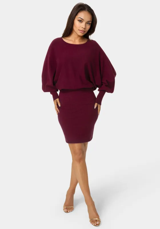Scoop Neck Blouson Sweater Midi Dress sold by Bebe