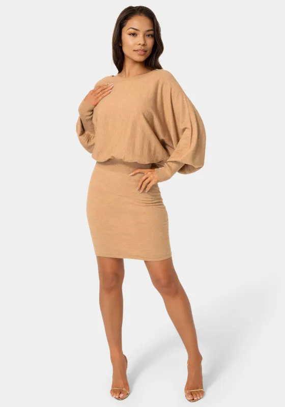 Scoop Neck Blouson Sweater Midi Dress sold by Bebe