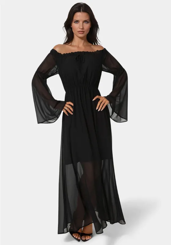 Off the Shoulder Bell Sleeve Maxi Dress sold by Bebe