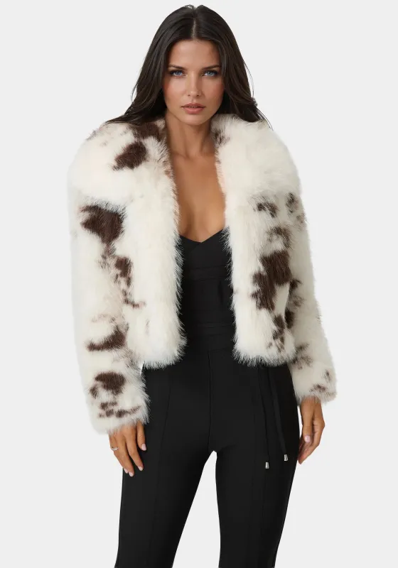 Faux Fur Animal Print Short Jacket sold by Bebe