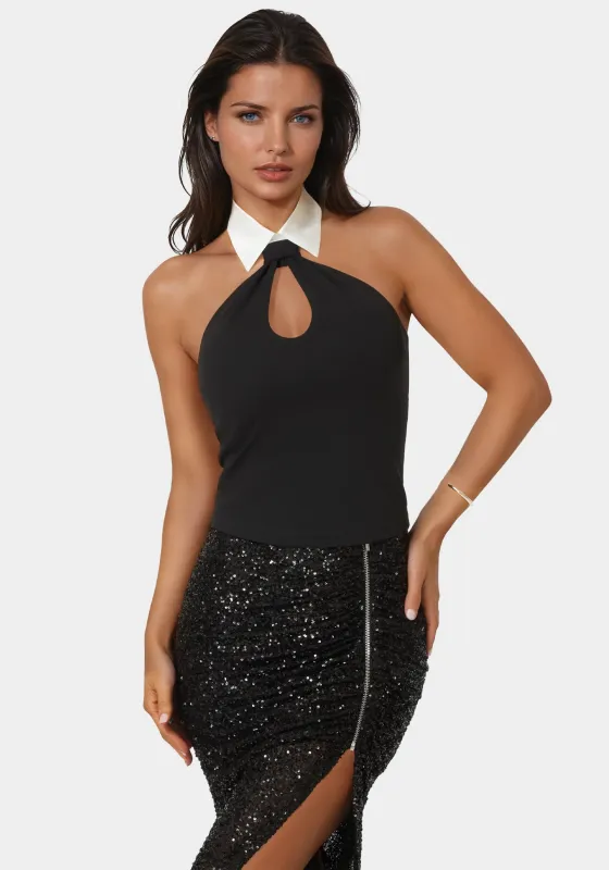 Notched Neckline Tuxedo Top made by TC