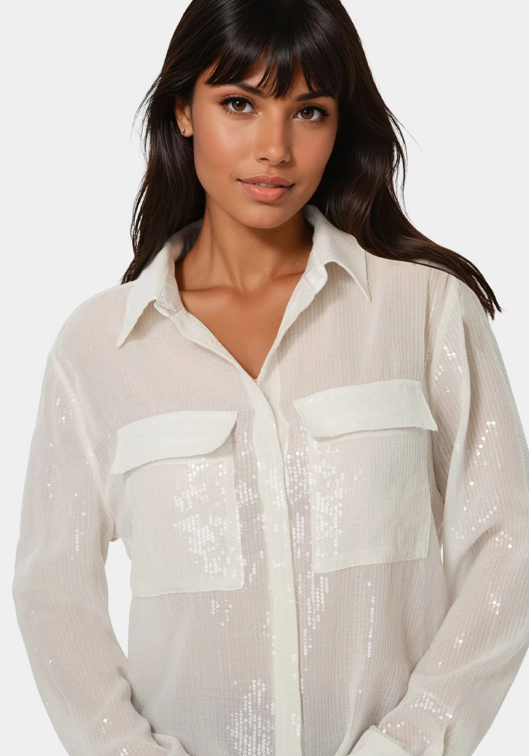 Sequin Long Sleeve Blouse sold by Bebe product image thumbnail 3