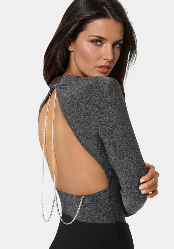 Glittery Back Jewel Bodysuit sold by Bebe