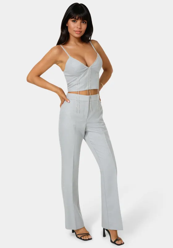 Glittery High Waist Mini Flare Leg Pant sold by Bebe