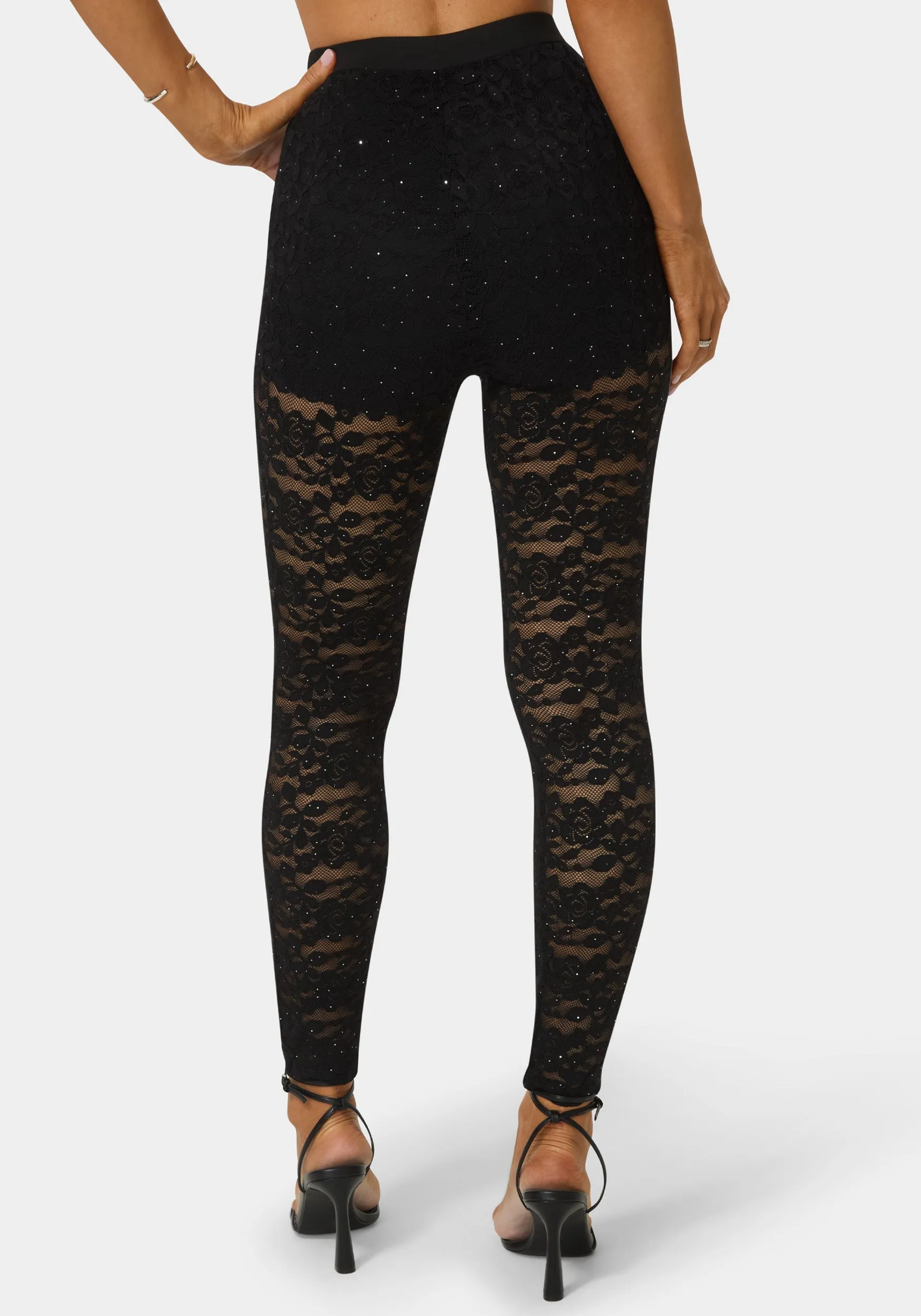 High Waist Embellished Stretch Lace Legging sold by Bebe product image thumbnail 3