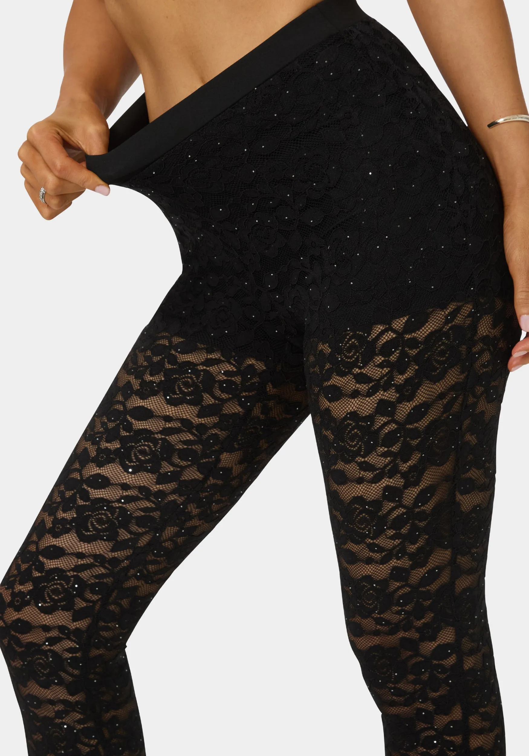 High Waist Embellished Stretch Lace Legging sold by Bebe product image thumbnail 4