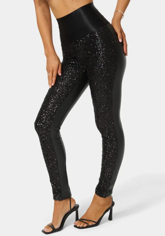 High Waist Elastic Waistband Sequin Legging sold by Bebe