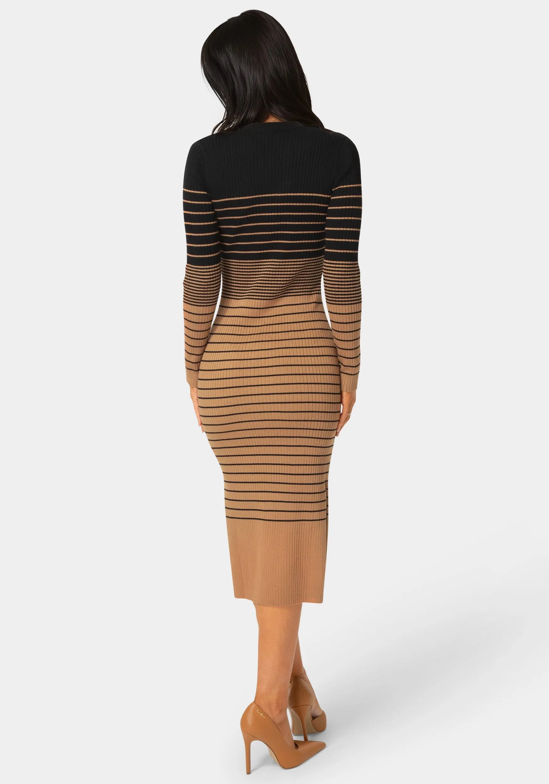Stripe Rib Long Sleeve Maxi Dress sold by Bebe product image thumbnail 3