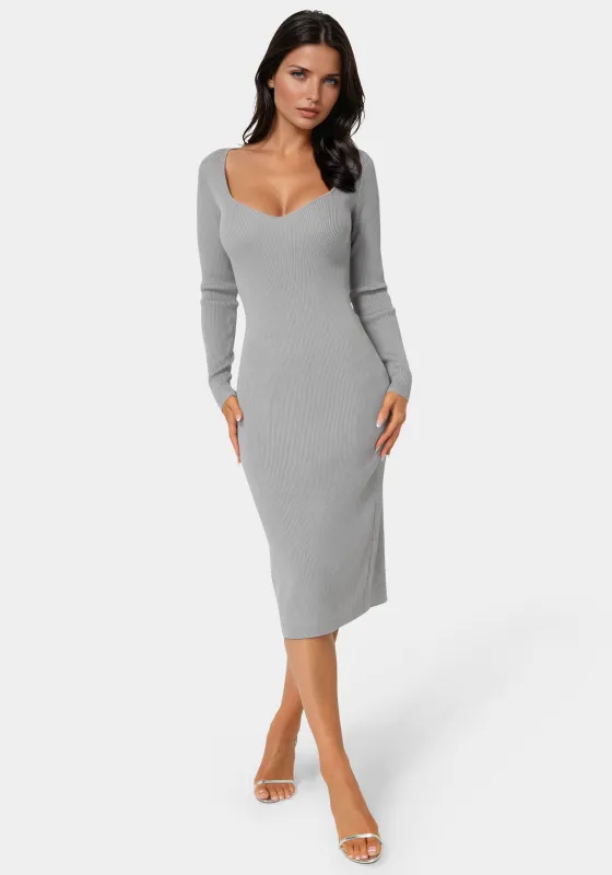 Long Sleeve V-Neck Midi Sweater Dress sold by Bebe