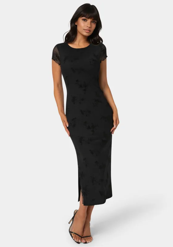 Flocking Mesh T-Short Maxi Dress sold by Bebe