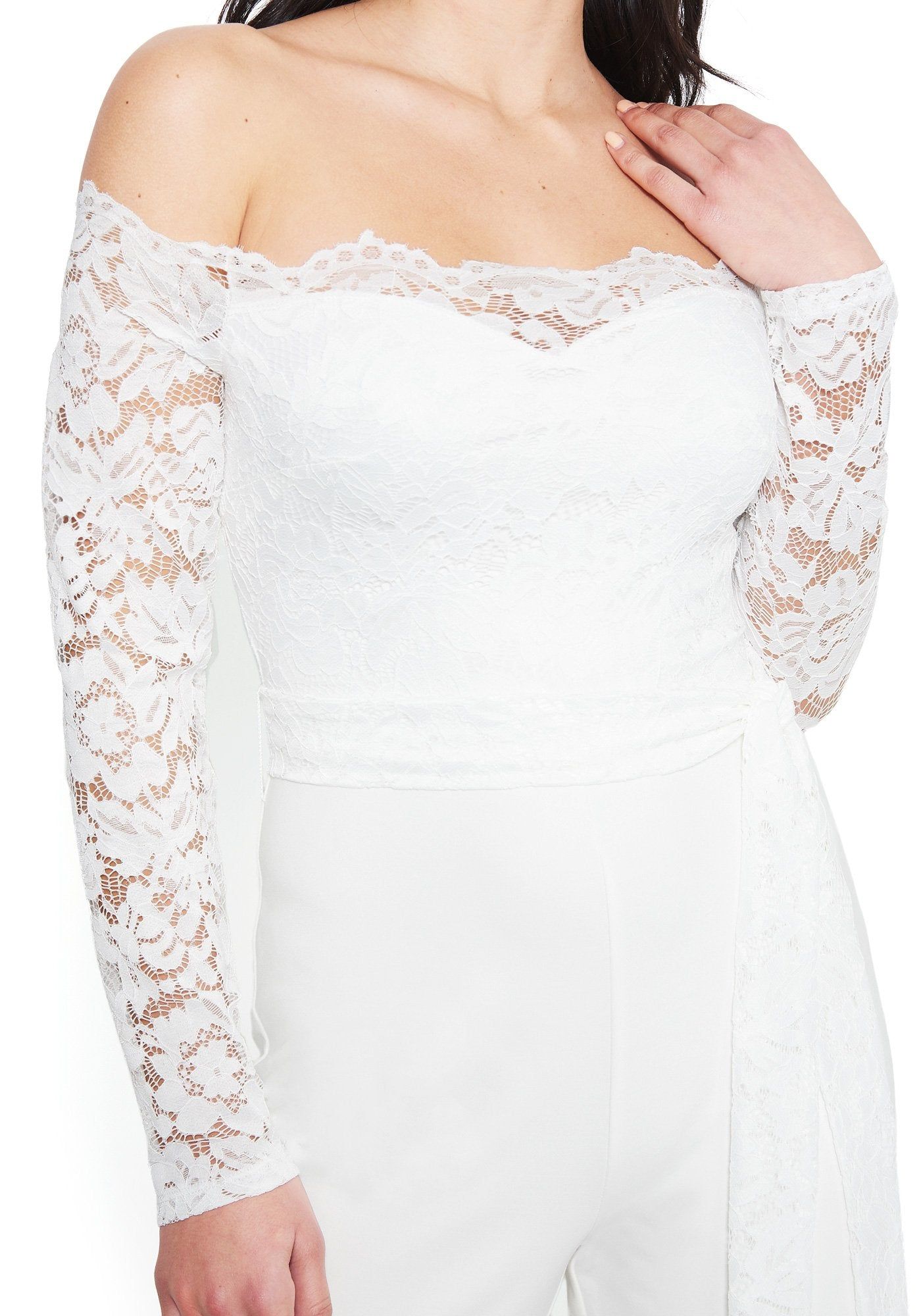 Lace Off Shoulder Jumpsuit sold by Bebe product image thumbnail 4