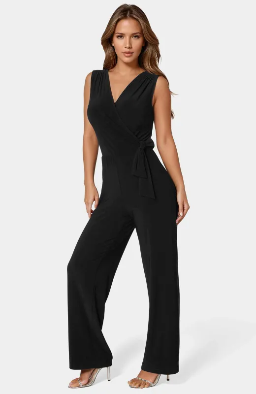 Jersey Wrap Tie Jumpsuit sold by Bebe