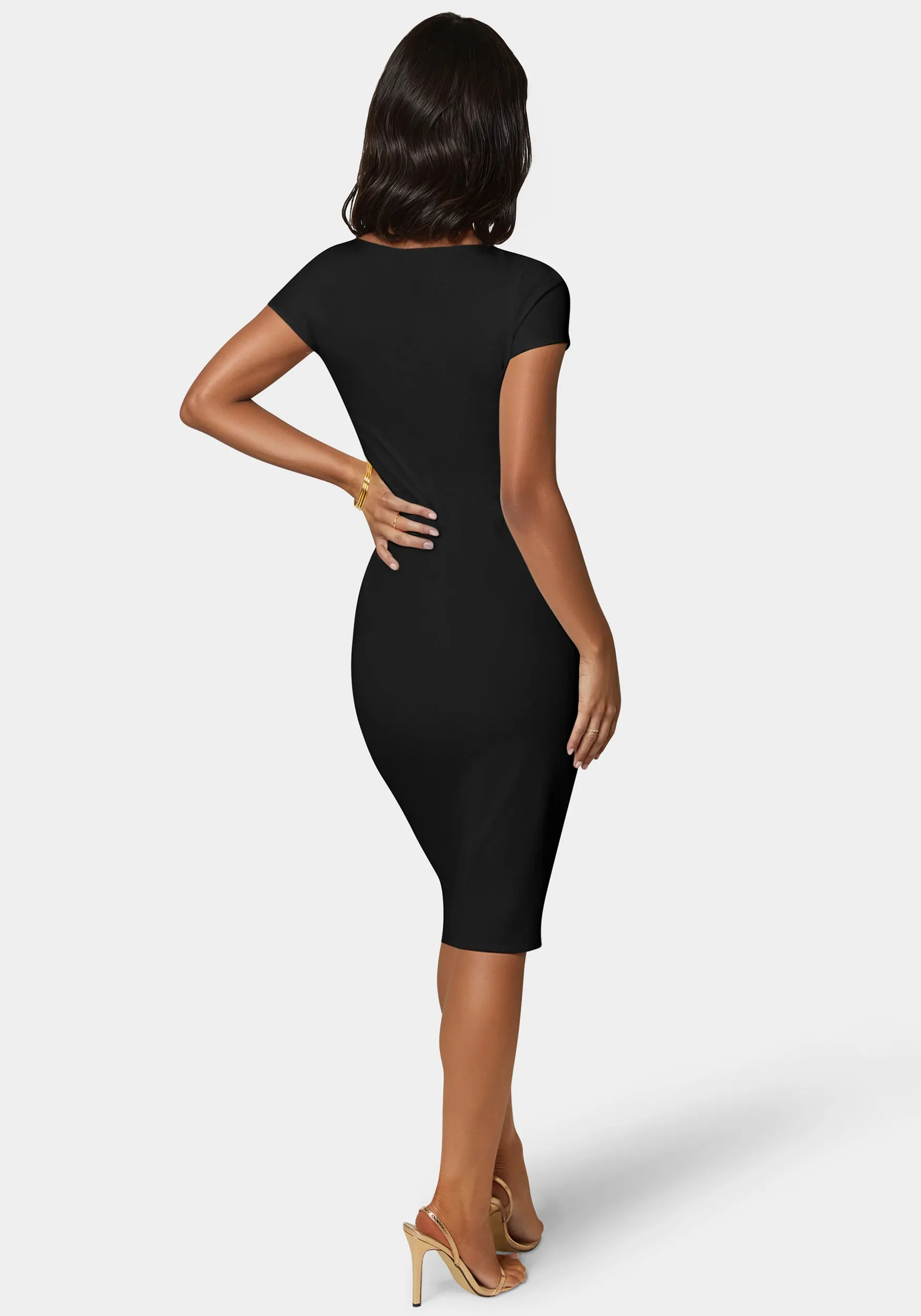 Short Sleeve Midi T-Shirt Ribbed Dress sold by Bebe product image thumbnail 3