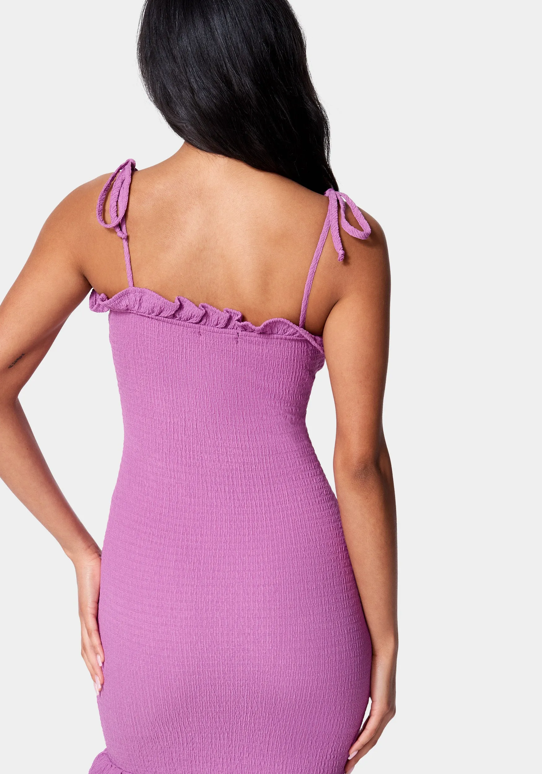 Tie Strap Crinkle Mini Dress sold by Bebe product image thumbnail 3