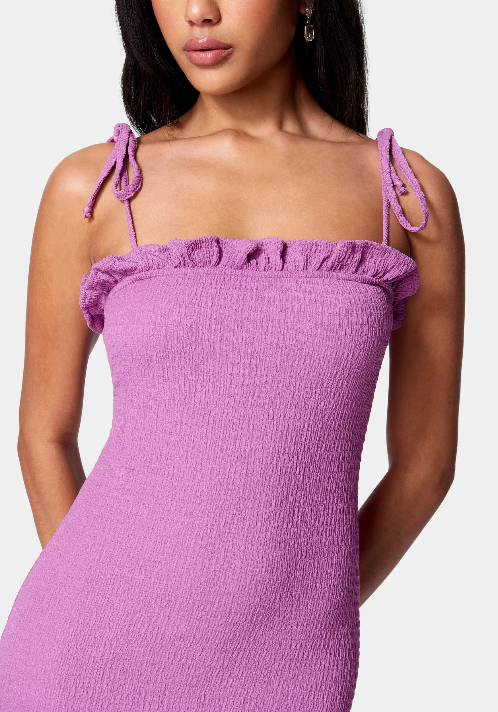 Tie Strap Crinkle Mini Dress sold by Bebe product image thumbnail 4