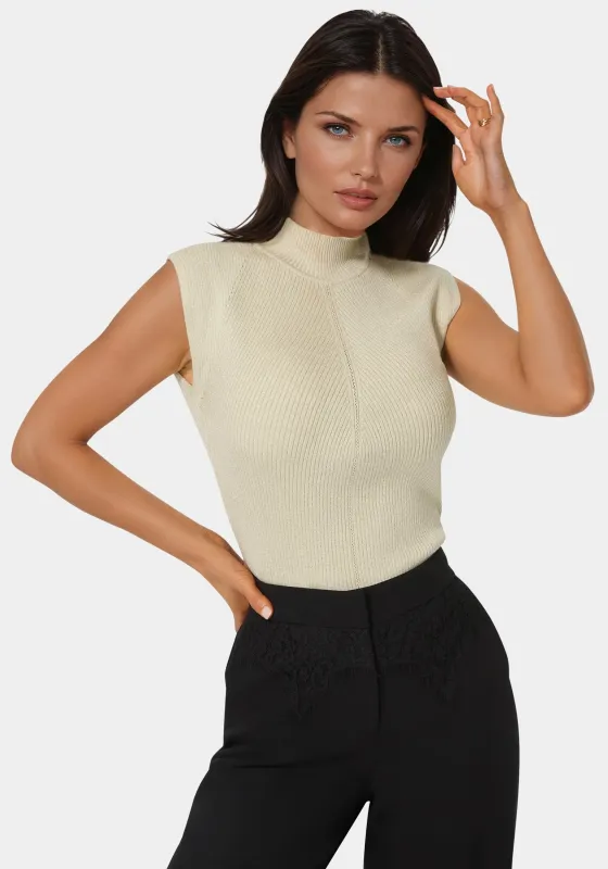 Metallic Mock Neck Pointelle Sweater sold by Bebe