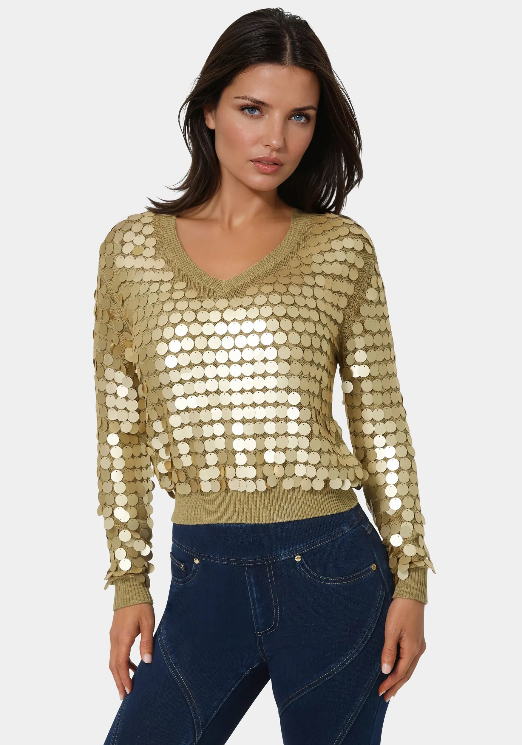 Metallic Gold Sequin Sweater sold by Bebe product image thumbnail 2