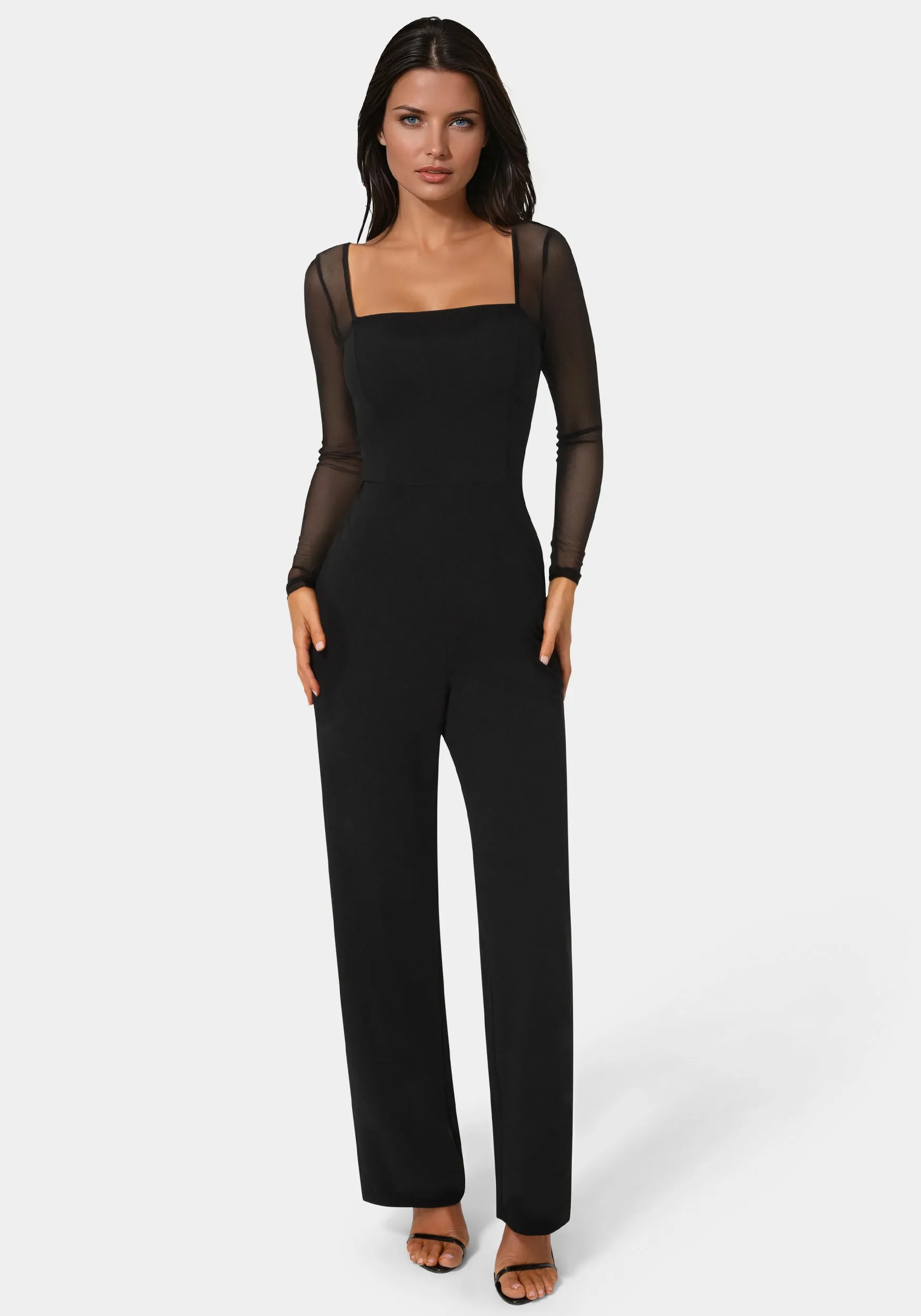 Scuba Mesh Square Neck Jumpsuit sold by Bebe product image thumbnail 2