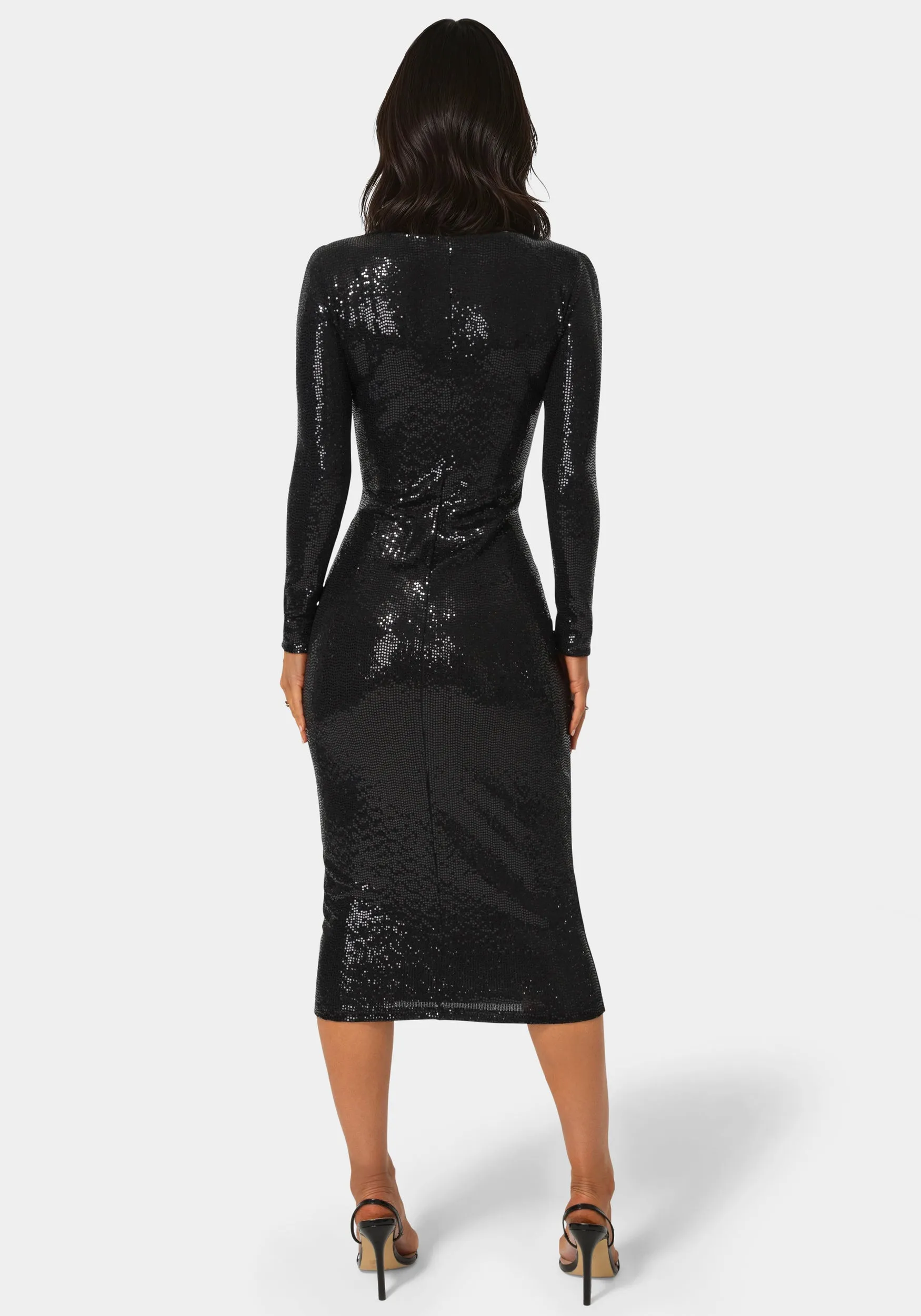 Long Sleeve Disco Dot Square Neck Maxi Dress sold by Bebe product image thumbnail 3
