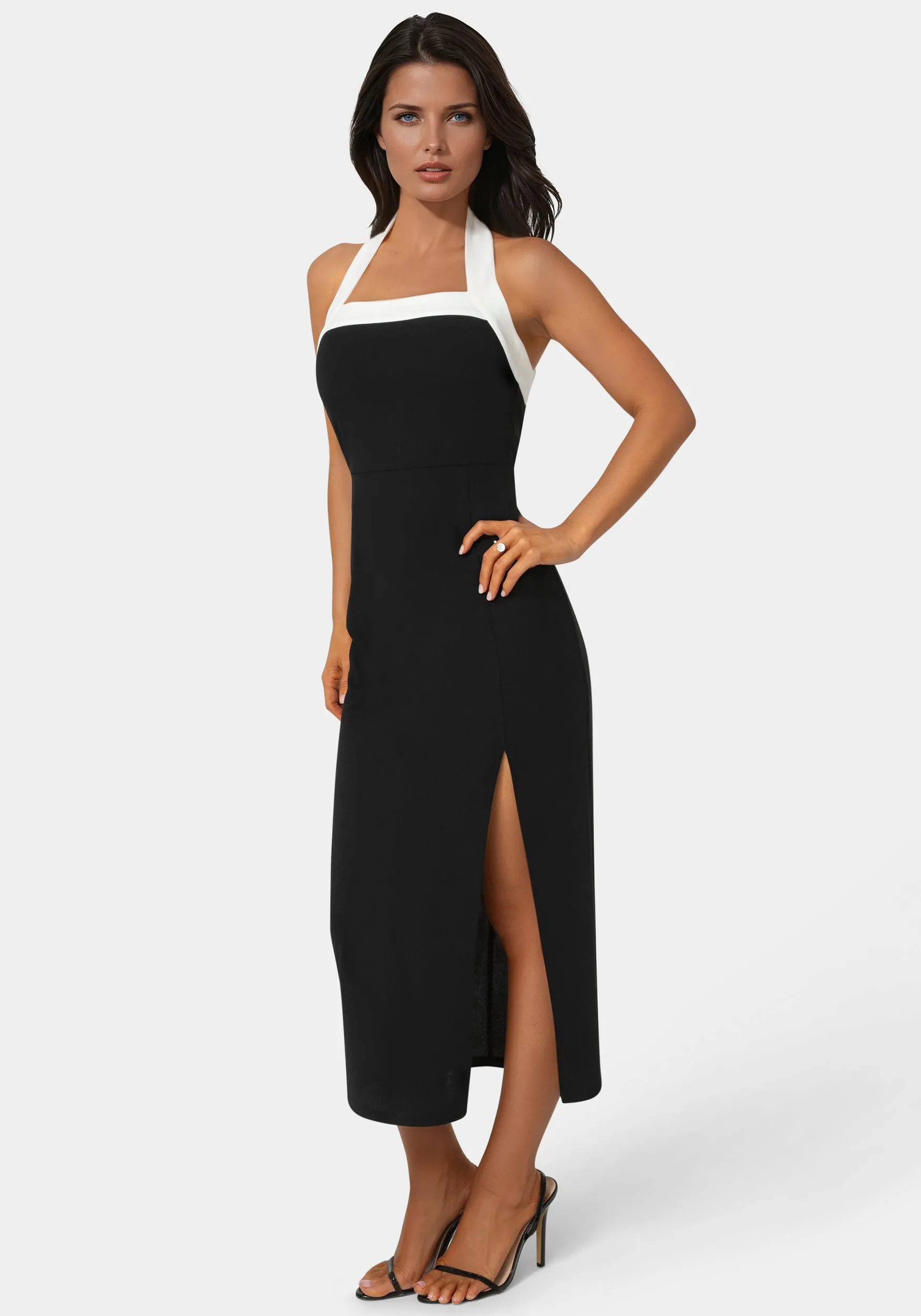 Colorblock Halter Neck Midi Dress sold by Bebe product image thumbnail 2