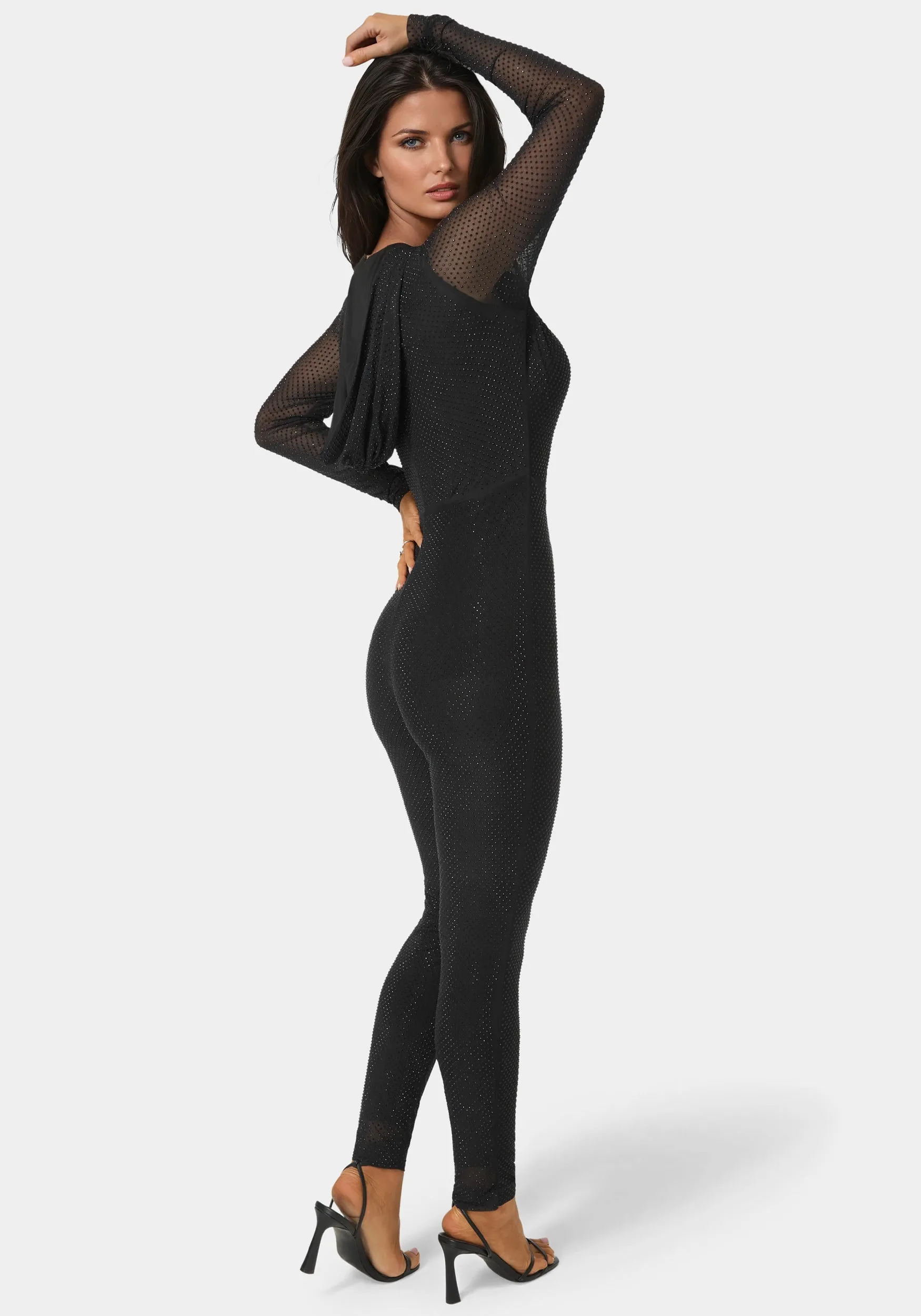 Rhinestone Hooded Catsuit sold by Bebe product image thumbnail 2