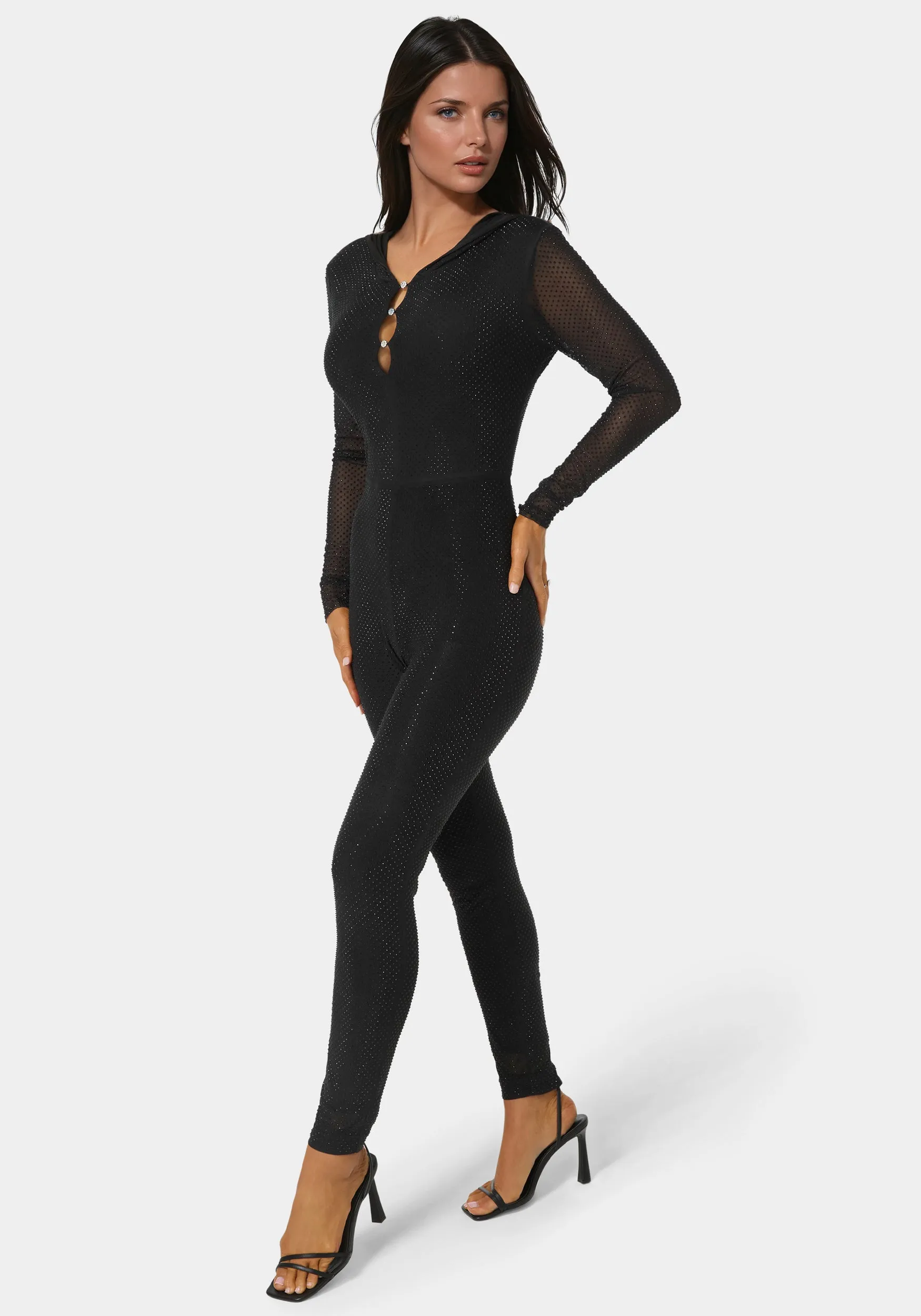 Rhinestone Hooded Catsuit sold by Bebe product image thumbnail 4