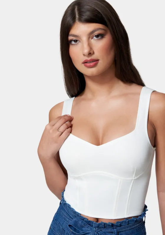 Cropped Scuba Corset Top sold by Bebe