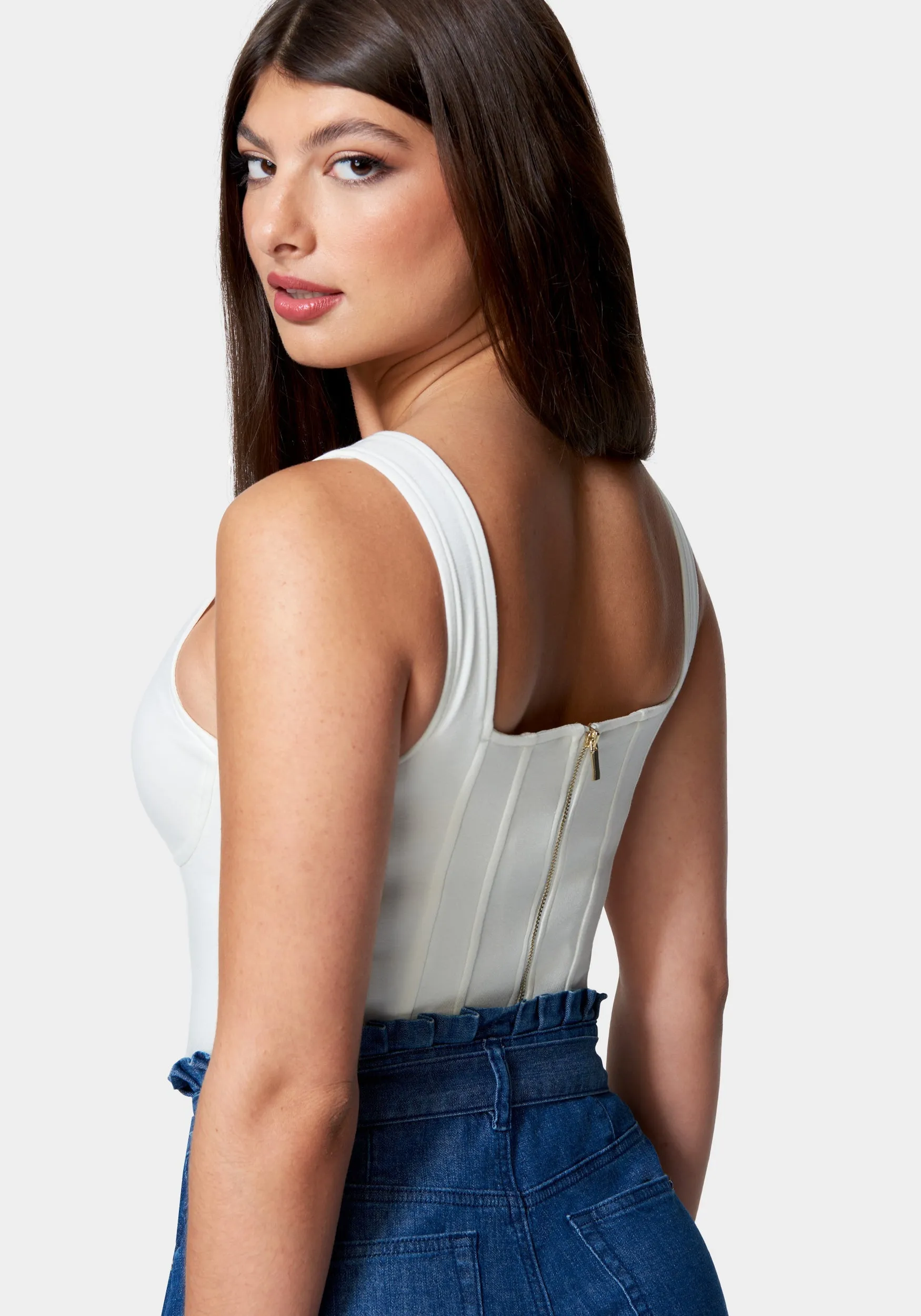 Cropped Scuba Corset Top sold by Bebe product image thumbnail 3