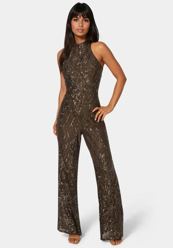 Sequins Halter Jumpsuit sold by Bebe