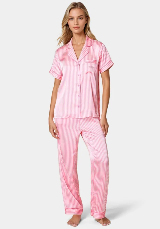 Notch Collar Silky Satin Sets sold by Bebe